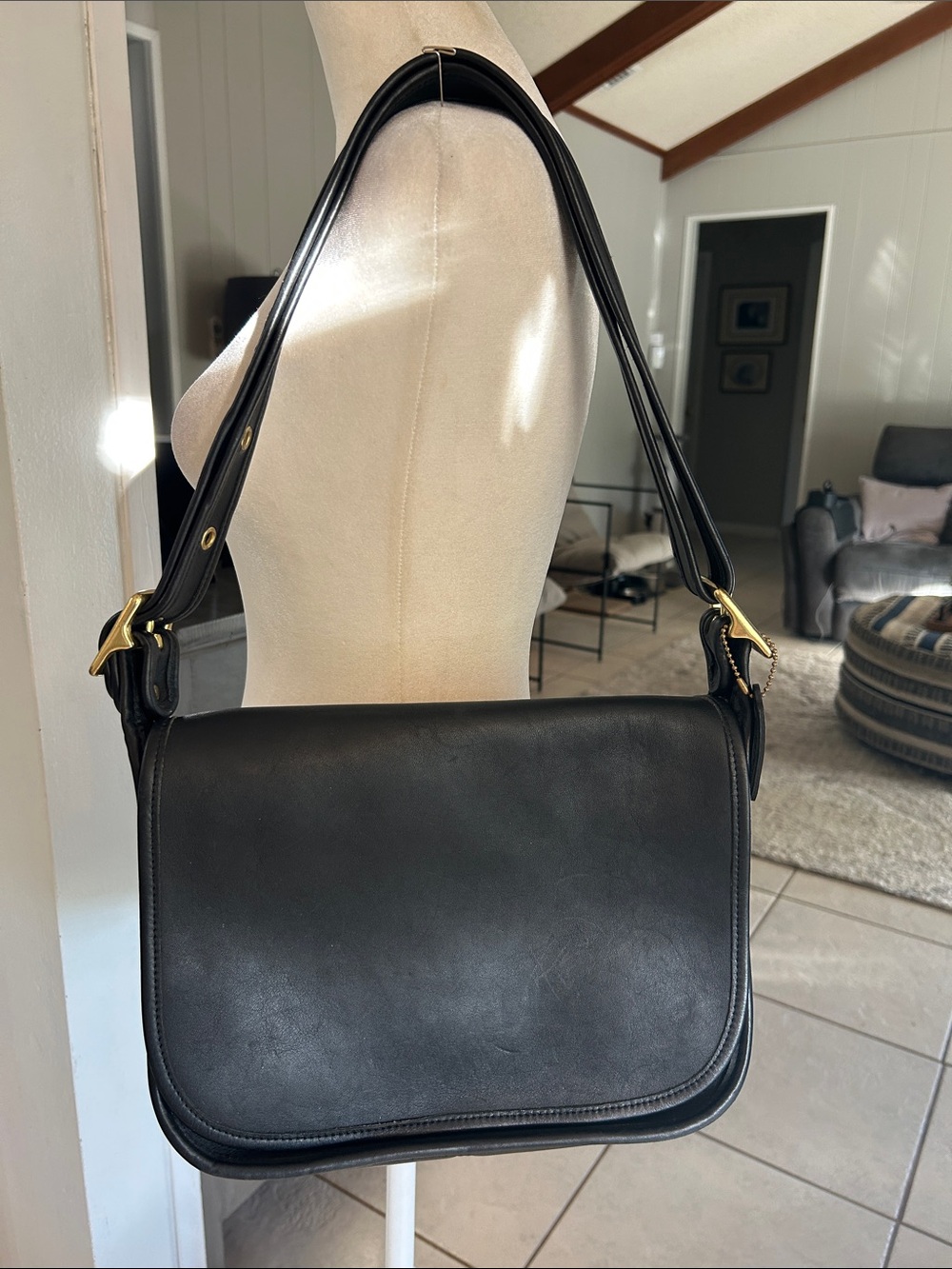 Vintage Coach Patricia's Legacy Bag (Style No. 9951).Black glove tanned leather